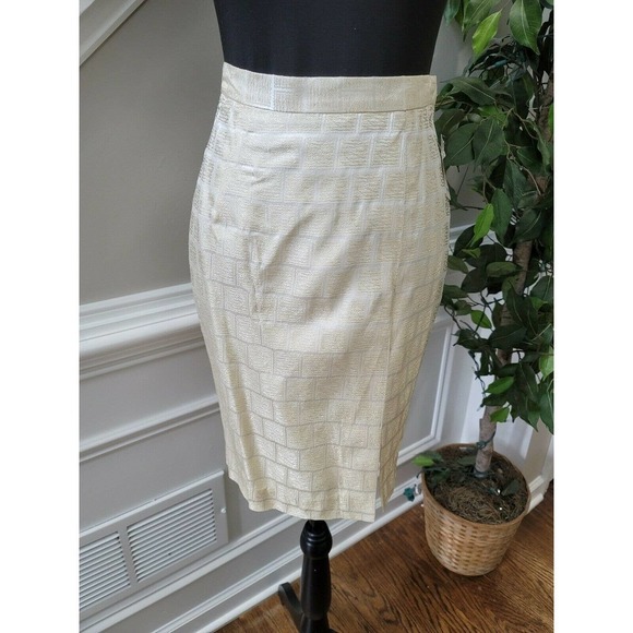 Gantos Vintage Ivory 100% Acetate Fitted Blazer & Skirt 2 Piece Suits Size 8 - Picture 3 of 12